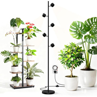 Barrina T1X5 Vertical Grow Light for Indoor Plants with Timer, 50W 5000K Full Spectrum LED Plant Light