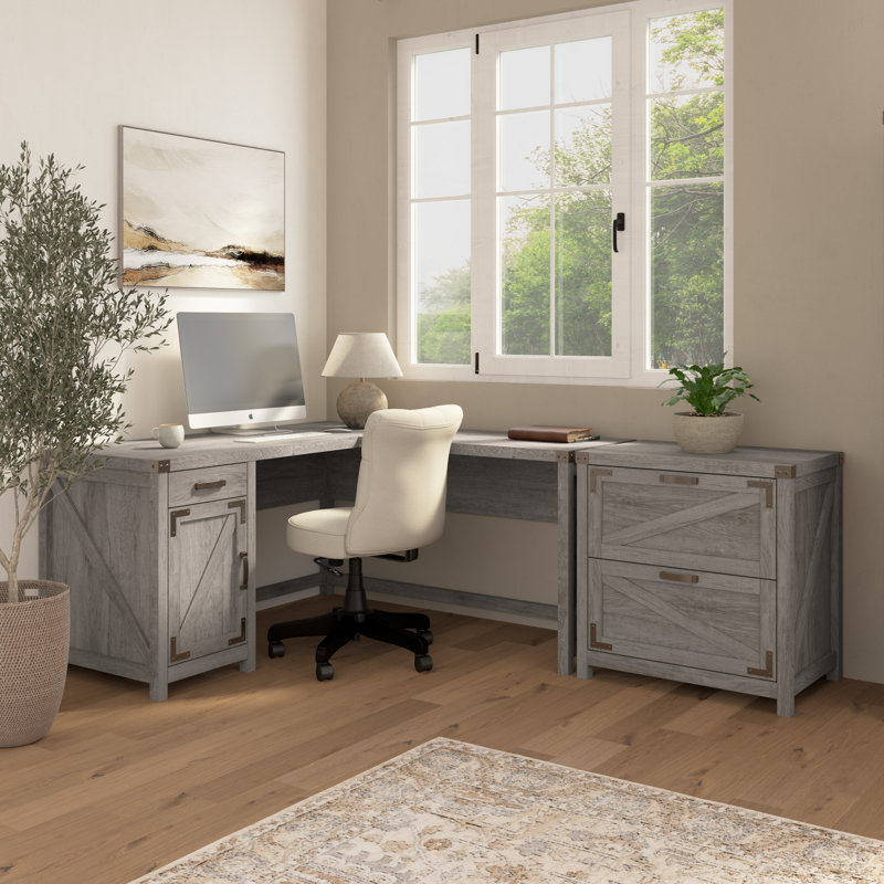 Cottage Grove L-Shape Computer Desk, Restored Gray