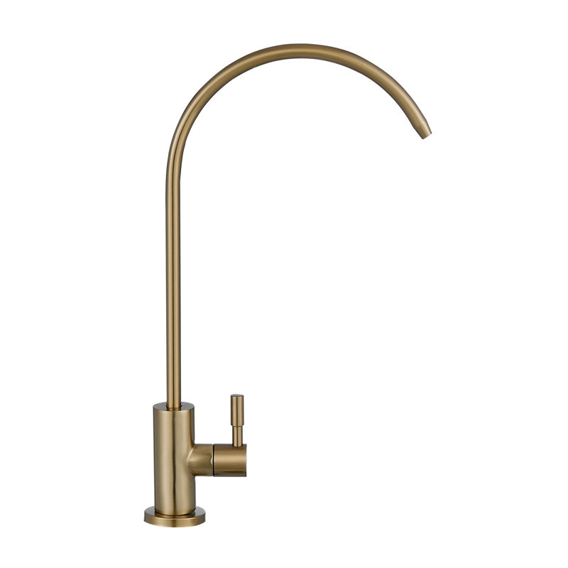 Robinet de filtre de cuisine en acier brossé or - Distributeur d'eau potable à osmose inverse en acier inoxydable avec valve en laiton