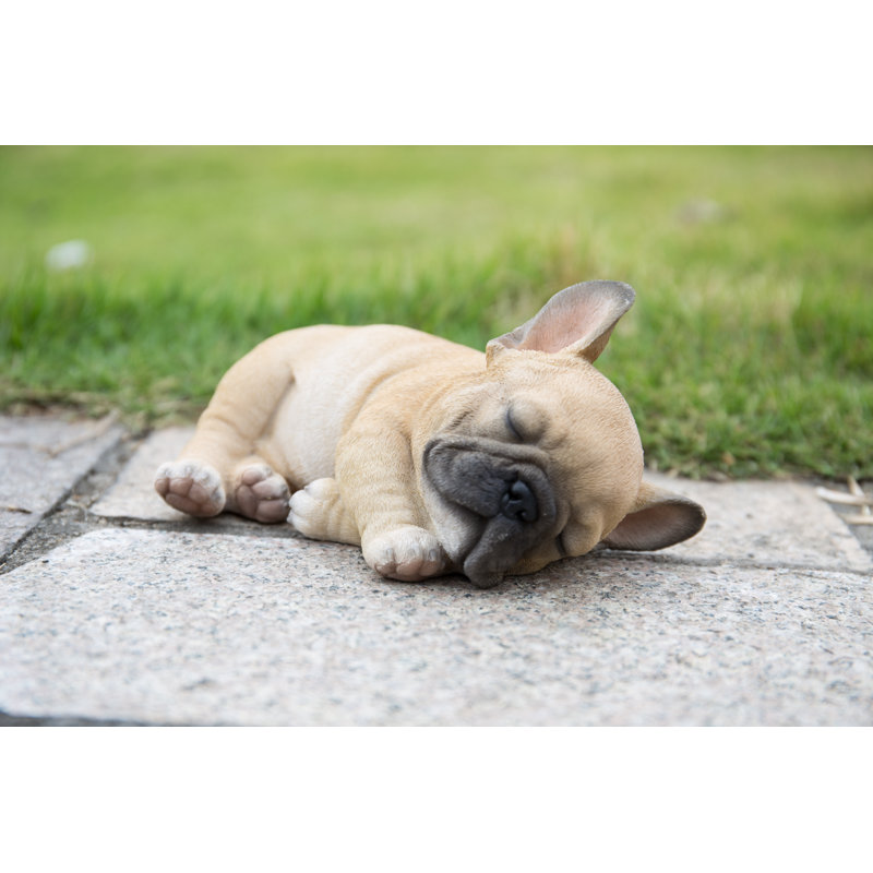 Statue chiot bulldog français dormant