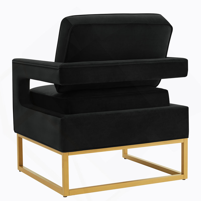 Chaise d'appoint de style moderne avec base en métal doré, Noir