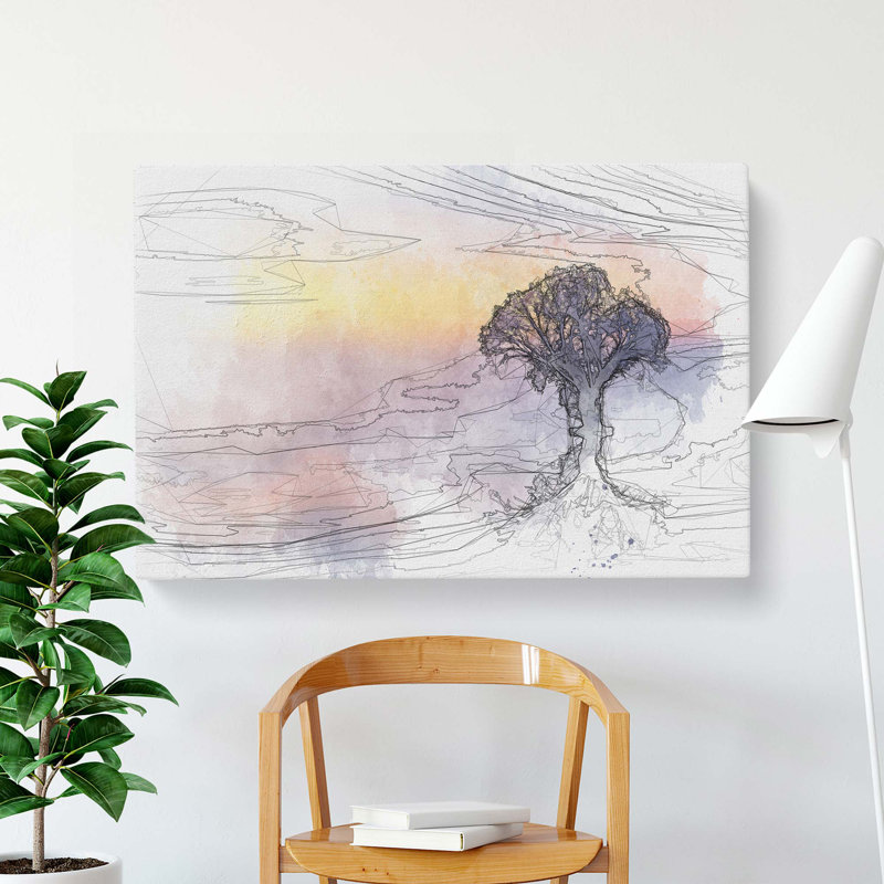 Tree Reflecting upon the Lake in Abstract - Wrapped Canvas, 50cm H x 76cm W x 3cm D