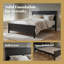 Lit plateforme très grand Mid-Century en bois avec tête de lit, finition noir anthracite, pieds fuselés en pin massif, support à lattes de bois, aucun sommier requis, rangement sous le lit de 8,2 po, capacité de 800 lb
