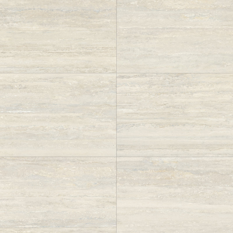 Travertino 24" x 48" Italian Travertine Look Porcelain Tile, Bianco White