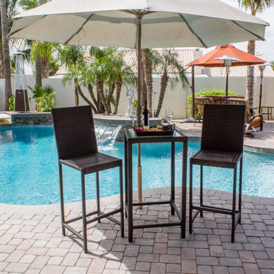 Corlane 2 - Person Wicker Patio Dining Set with Square Table
