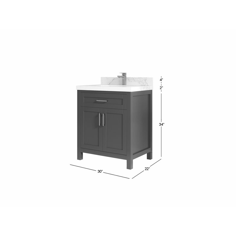 30 po Cambridge X P 22 po De salle de bain Quartz, Or Calacatta