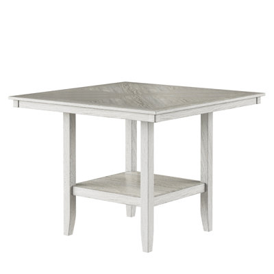 36" Counter Height Dining Table, Modern Farmhouse Kitchen Island Table with Lower Storage Shelf, Rustic Oak Square Dining Table for Kitchen, Dining Room & Breakfast Nook
