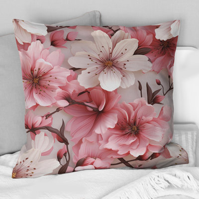 Pink And White Carnation Blossoming Grace I - Floral Printed Throw Pillow