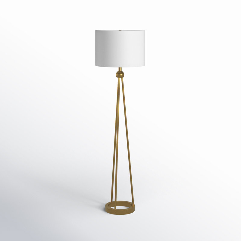 Sonder 60" Iron Tripod Floor Lamp with Linen Drum Shade, Gold
