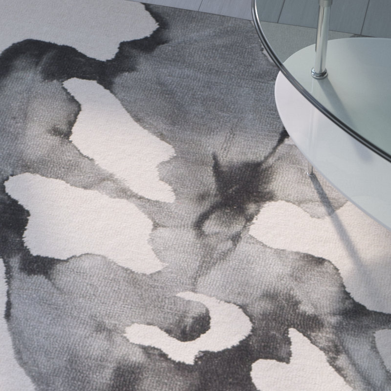 Tapis gris en laine touffeté à la main Falmer, Tapis de couloir 2 pi 3 po x 6 pi
