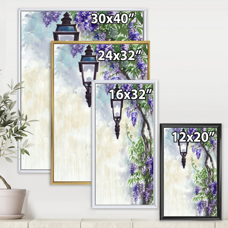 «Lilac Lantern Vintage Impression», reproduction sur toile, Toile encadrée dorée, H 32 po x l 24 po x P 1 po