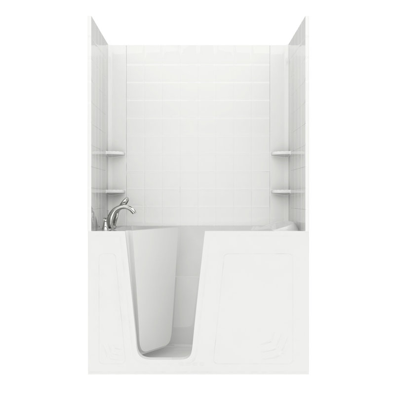 Aspen 60'' x 32'' Acrylic Bathtub with Faucet, Left, White