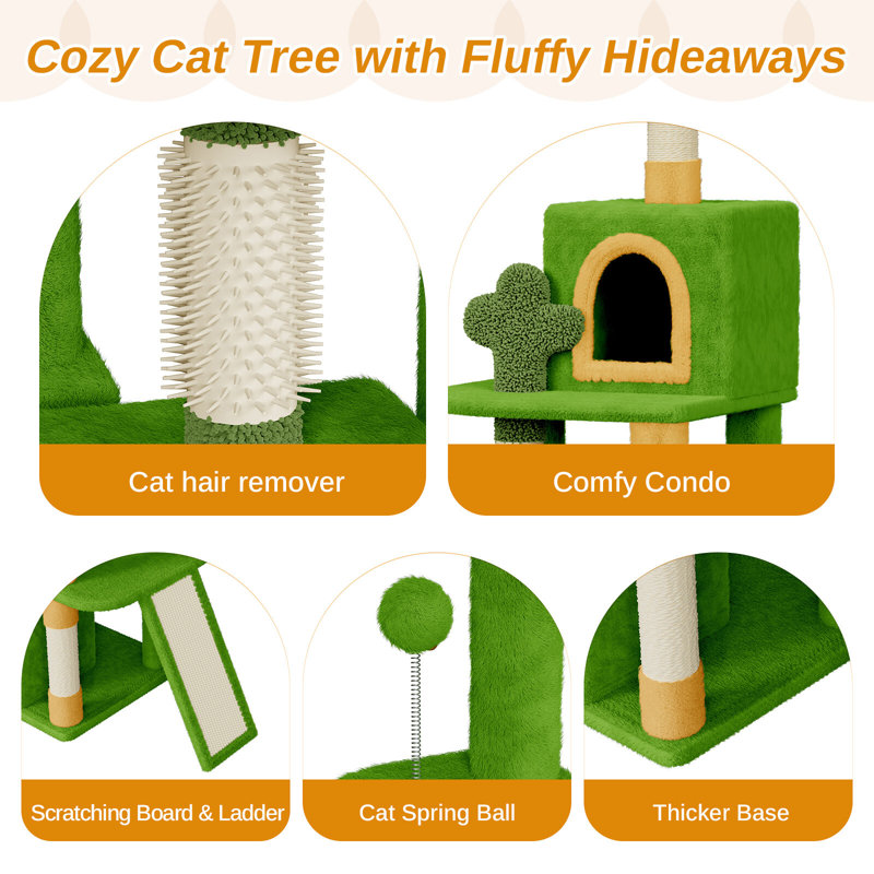 Amadahy 131cm H Cat Tree, Green/Yellow