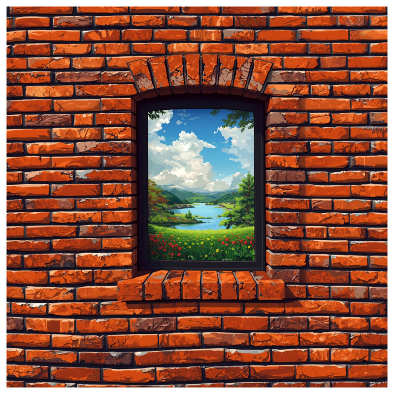 Window Brick Wall Duvet Covers, Twin