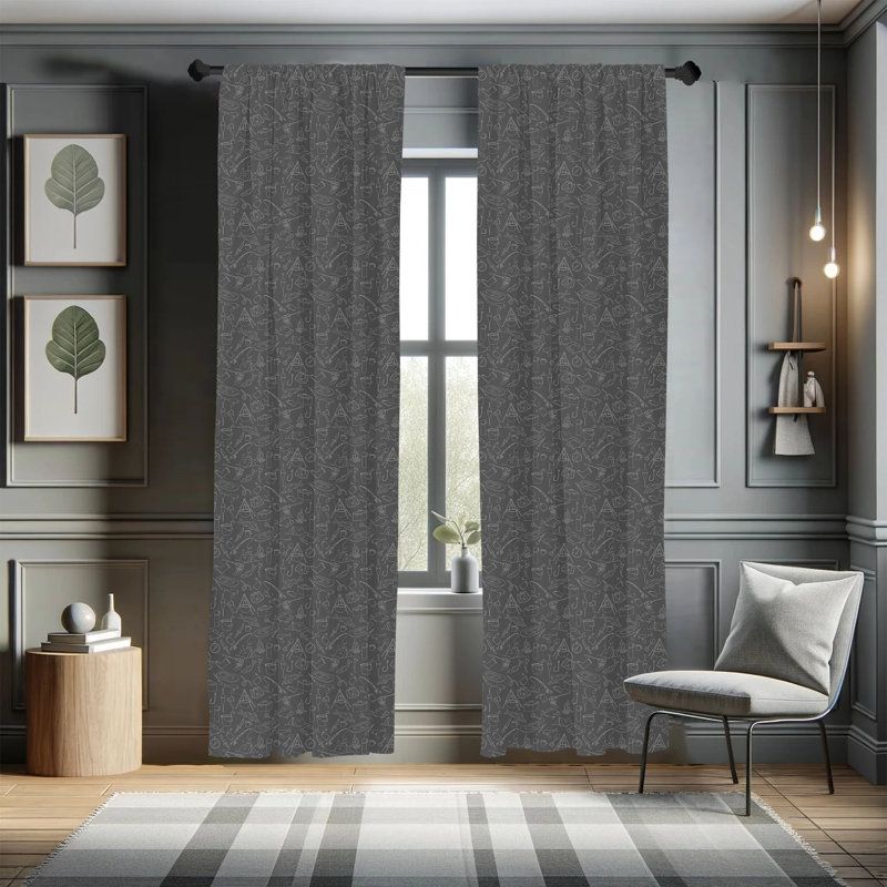 Fishing Semi-Sheer Rod Pocket Curtain Panels, 28" x 63"