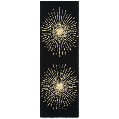 Tapis noir / beige en laine touffetée à la main Olivarria