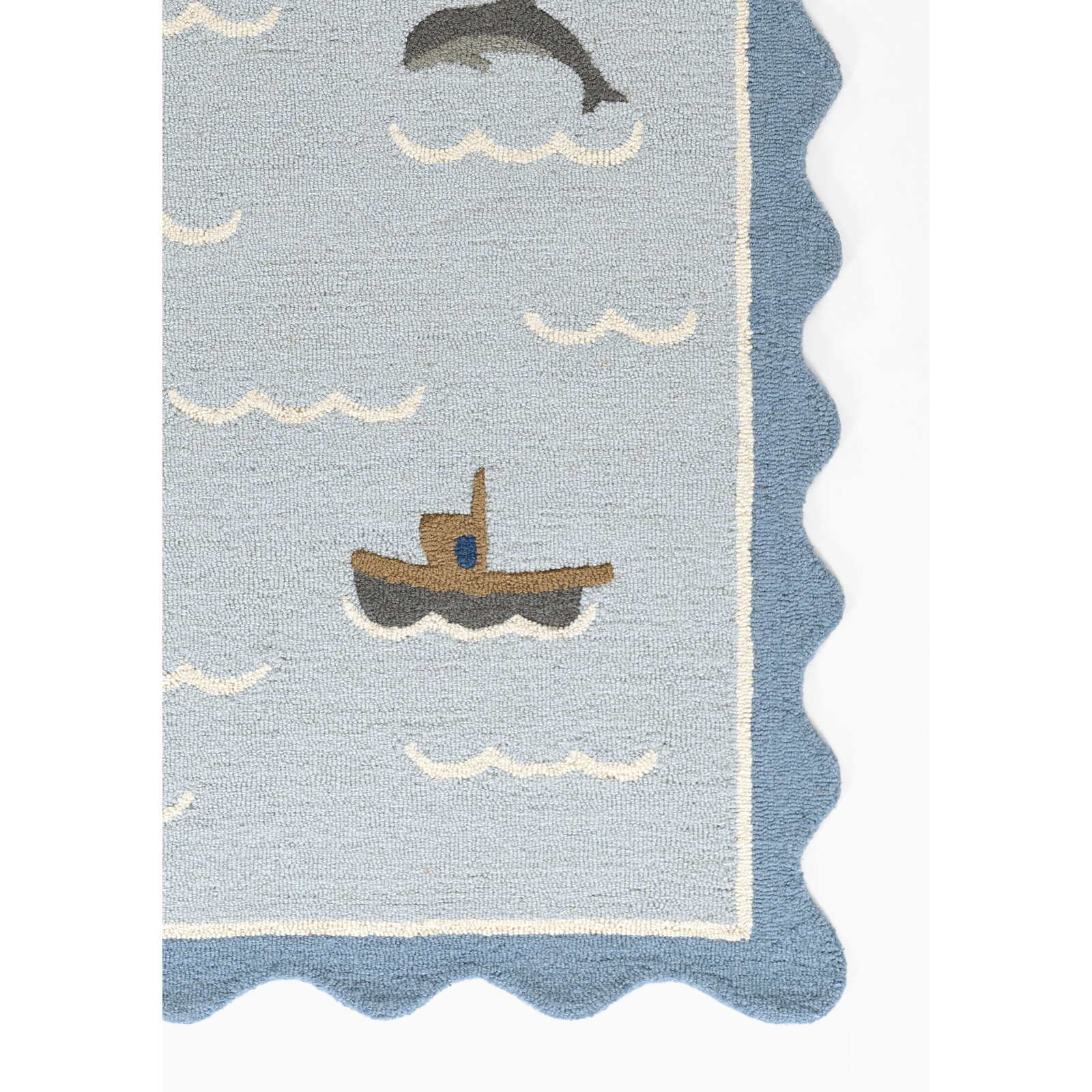 Lola Sea Blue Hand-Tufted Wool Rug, Rectangle 8'10" x 11'10"