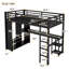 Structure de lit mezzanine avec garde-robe intégrée, lit mezzanine en métal avec bureau et tablettes de rangement-86742784-86742789