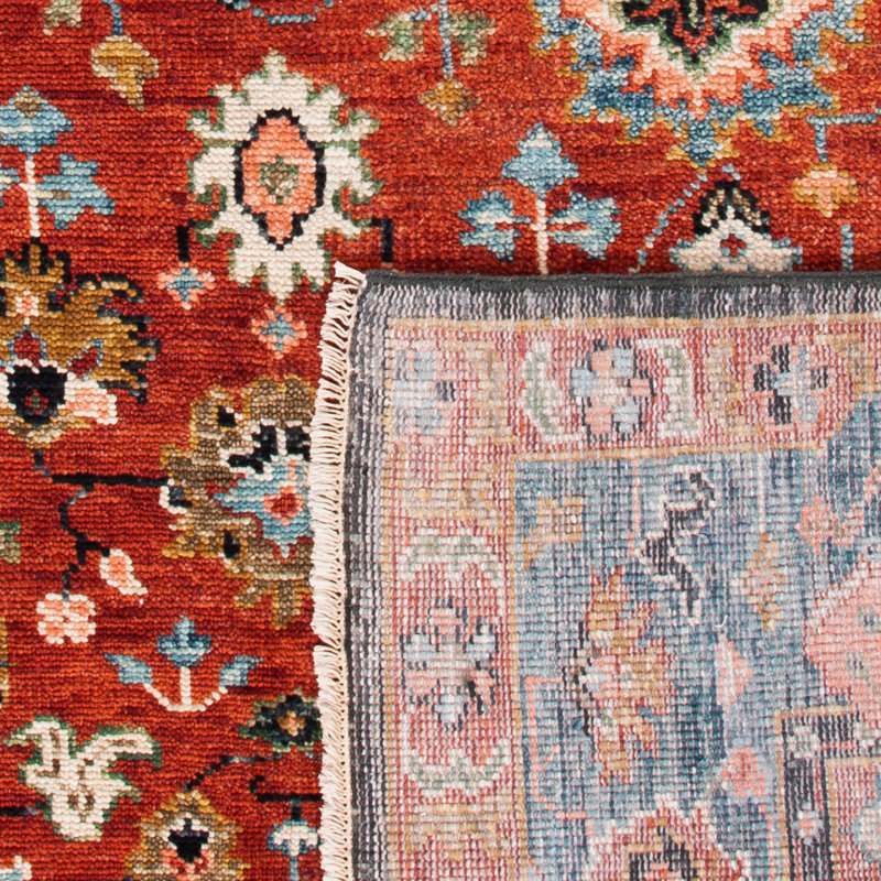 Southwestern Hand-Knotted Wool Red / Blue Area Rug, Rectangle 8' x 10'
