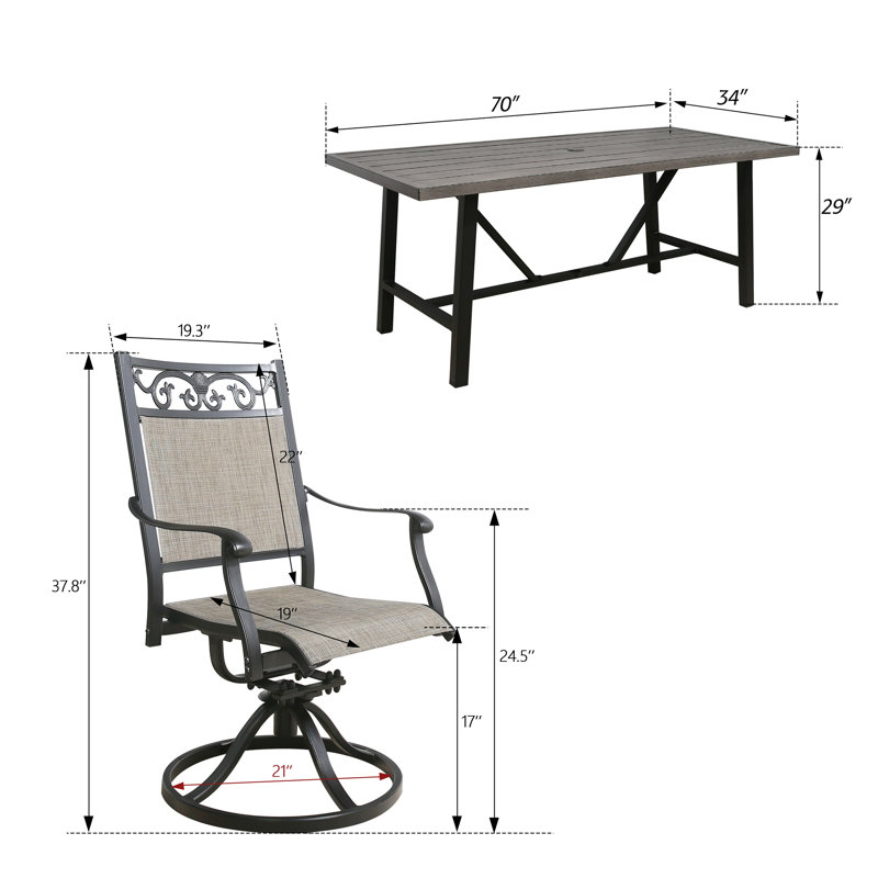 Langner Rectangular 6 - Person 70" Long Dining Set