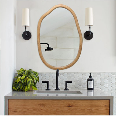 Irregular Wall Mirror Decorative, Asymmetrical Mirror for Wall Decor, Wavy Accent Mirrors for Living Room Bathroom Bedroom Entryway, Abstract Irregular Shape Curvy Mirror, 32"x22"