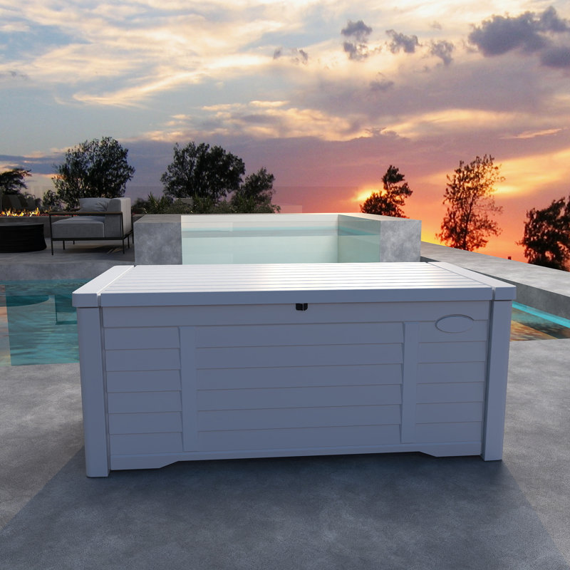 Balconera 120 Gallons Lockable Resin Deck Box, White