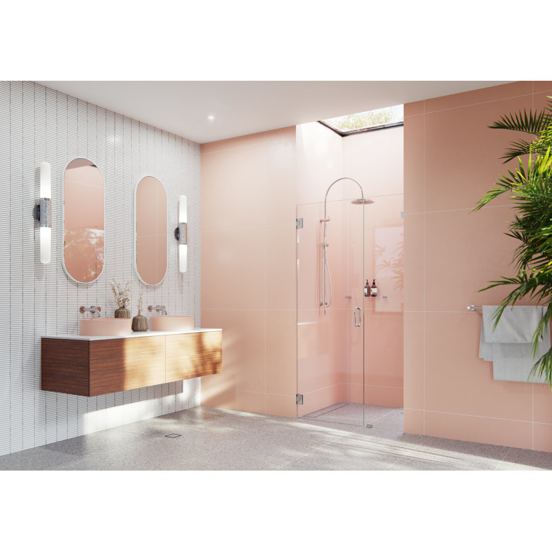 Illume 39.75 in. x 78 in. Fully Frameless Wall Hinge Shower Door, Polished Chrome