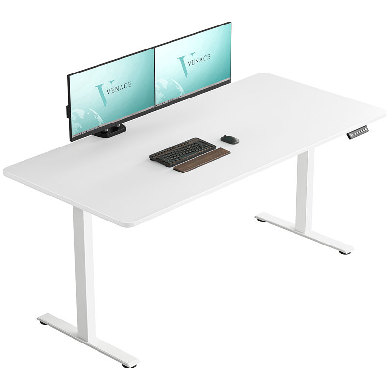 Standing Desk, 46.5" H x 59" W x 29.53" D, White, White