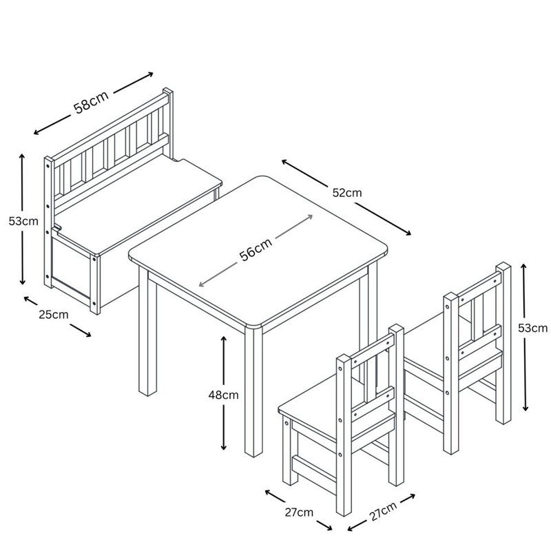 Louann 27cm Drafting Table Chair Set, Grey