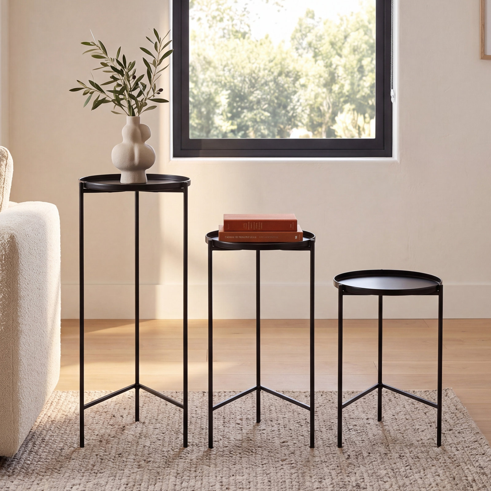 Quince 3-Piece Living Room Table Set, Black