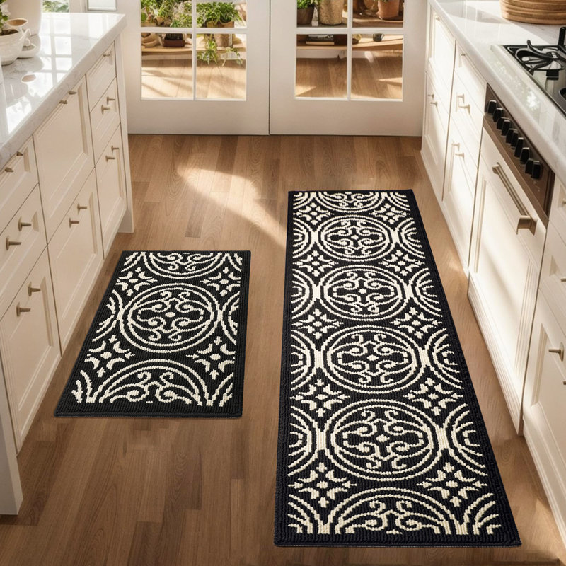 Dineke 2 - Piece Anti-Fatigue Non-Skid Kitchen Mat Set, Rectangle 17" x 28" + Rectangle 17" x 48"