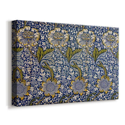 Floral Textile/Wallpaper Design (Blue and Yellow)-William Morris-Gallery Wrapped Canvas-c. late 19th Century
