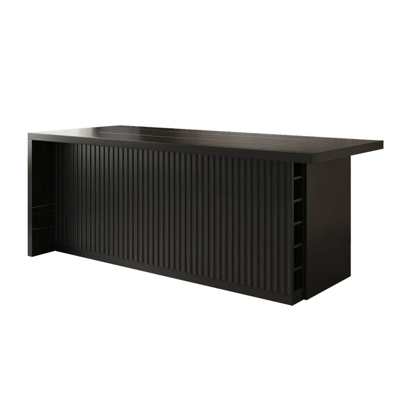 Îlot de cuisine à 3 tiroirs style moderne en stratifié noir 72 po