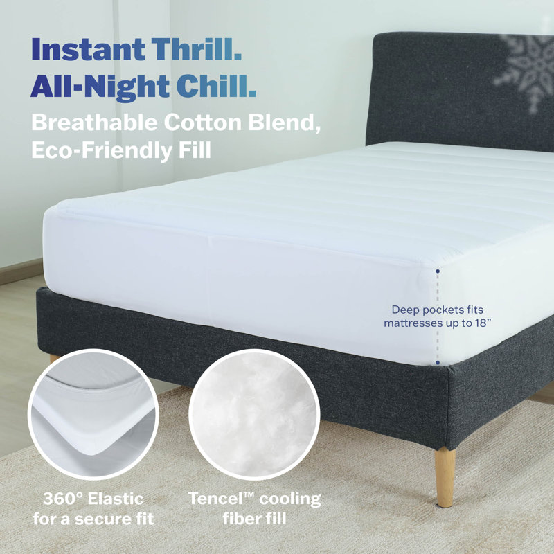 Martex Brrr Twin White Mattress Pad, Twin