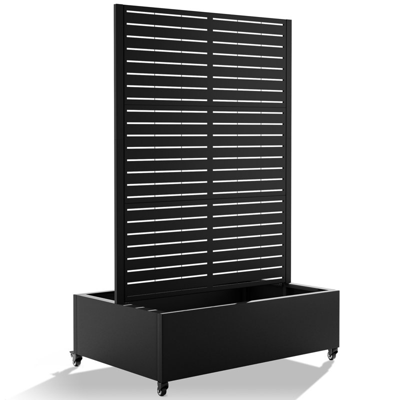 Double-Sized 72" Tall Raised Garden Bed with Trellis, Metal Planter Box with Wheels for Climbing Plants and Vegetables