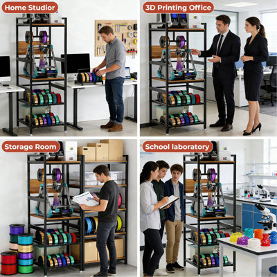 Support pour imprimante 3D avec rangement pour filament, cadre en métal robuste, support à filament de type T, panneau d'alimentation intégré, poste de travail d'imprimante à cadre ouvert pour la maison et l'atelier