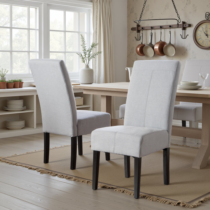 Chaise de salle à manger rembourrée Googe, Gris clair