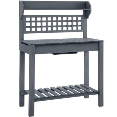 Wooden Workstation,Outdoor Potting Bench Table,with Sliding Tabletop