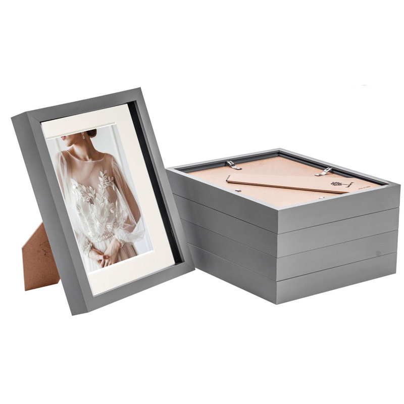 Nicola Spring - 3D Box Photo Frames - 8 x 10" with 5 x 7" Mount, Grey/Ivory