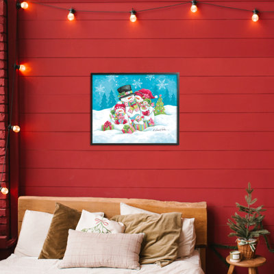 Festive Snowman Family Scene Framed Giclee, design by Diane Kater