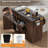 Kitchen Island With Trash Can Storage Cabinet, Kitchen Cart With Drop Leaf, Spice Rack, Towel Rack And Drawer, Rolling Kitchen Island On Wheels With Adjustable Shelf-745444617