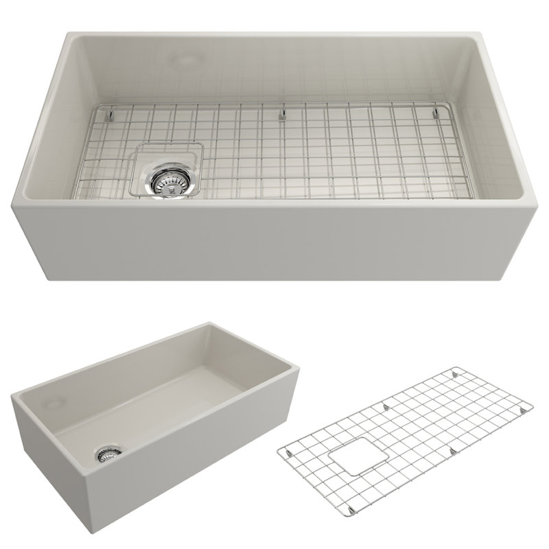36'' L Farmhouse Kitchen Sink, Biscuit