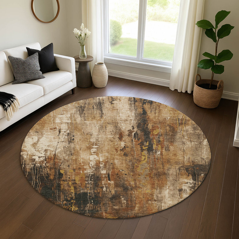 Premium Machine Washable Strinko AMF1683 Modern Rug, Round 8'