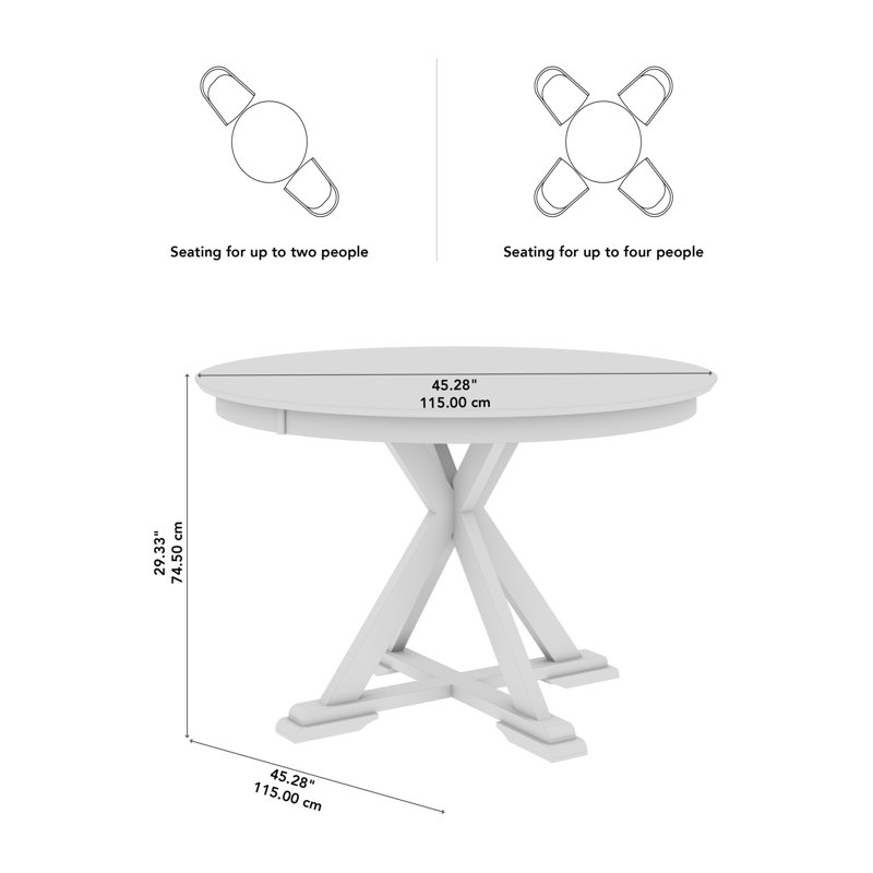 Sterling 45W Transitional Round Trestle Dining Table, White