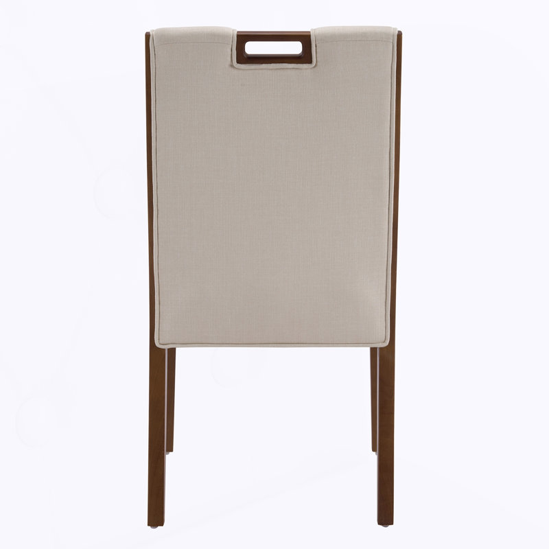 Chaises de salle à manger rembourrées sans accoudoirs, ensemble de 2, Noyer