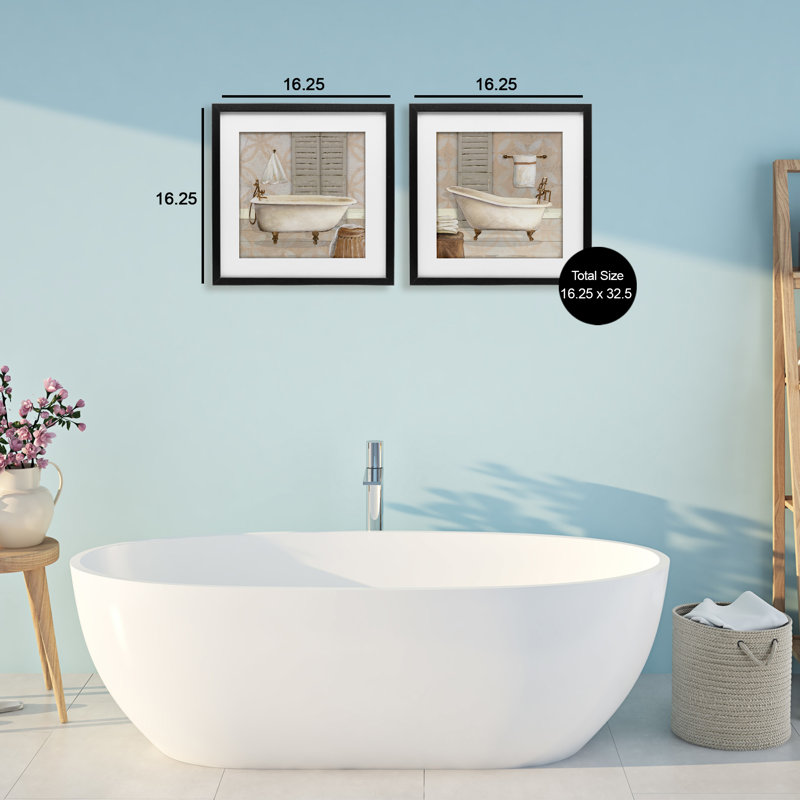«Relaxing Neutral Bath», ensemble de 2 impressions encadrées sous verre, design par Carol Robinson, H 16 po x l 16 po