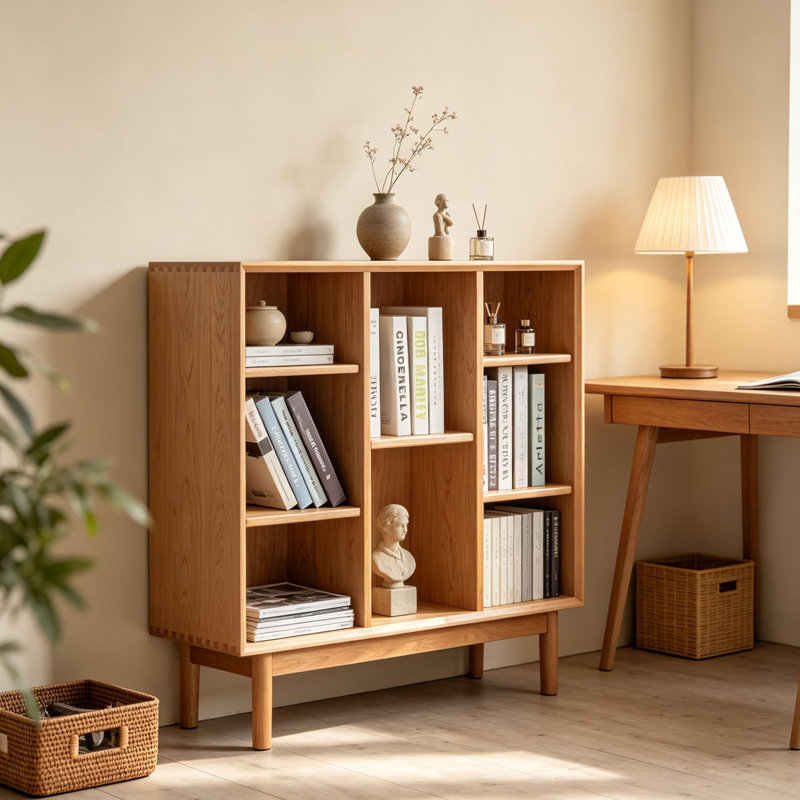 petite bibliothèque simple de style japonais, Brun
