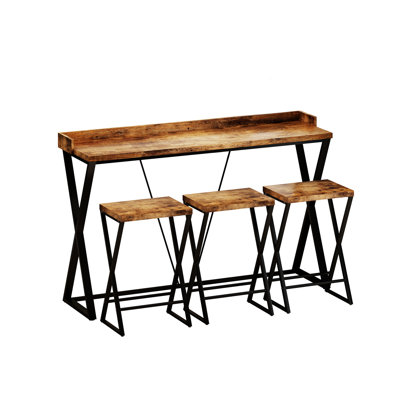 Geesey 58.3" Console Table and Stool Set, Bar Table With Stools Breakfast Bars Height Dining Table