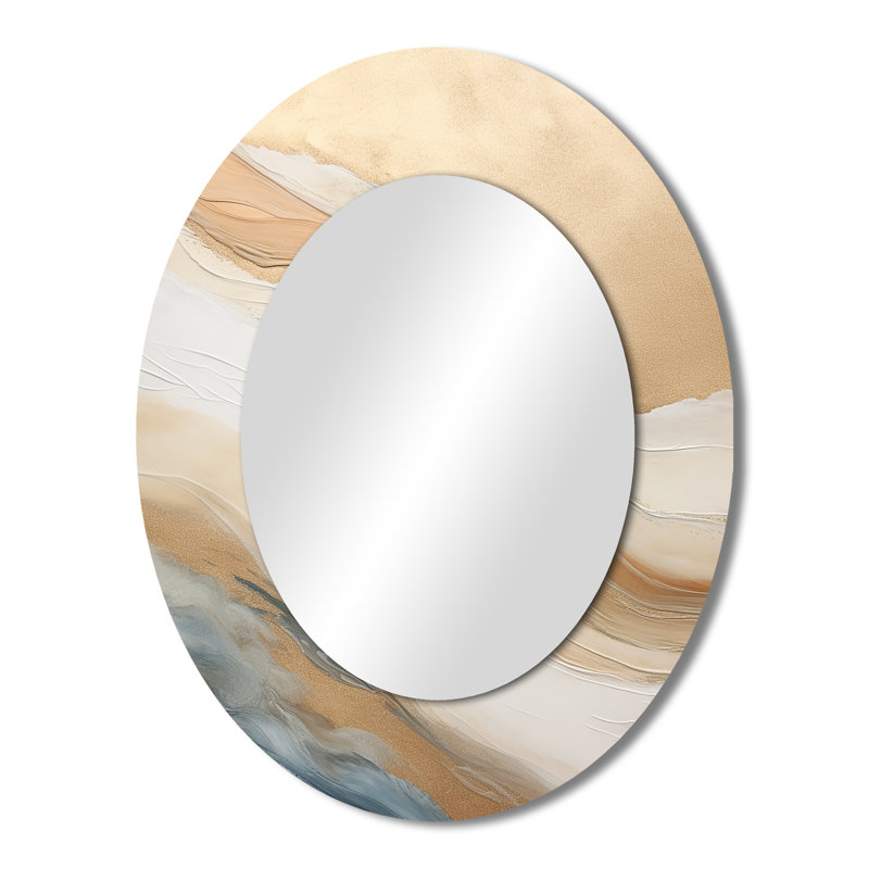 Miroir mural moderne beige et doré, 43 po x 33 po