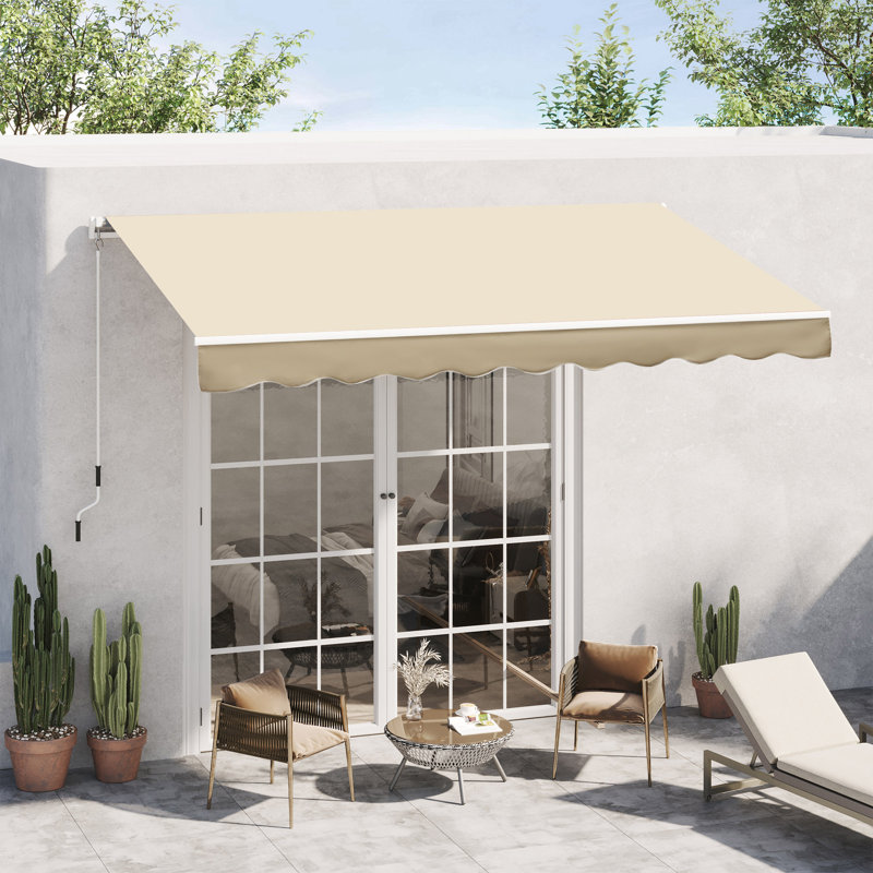 Auvent rétractable, auvents de patio, abri pare-soleil avec manivelle, tissu résistant aux rayons UV et à l'eau et cadre en aluminium pour terrasse, balcon, cour